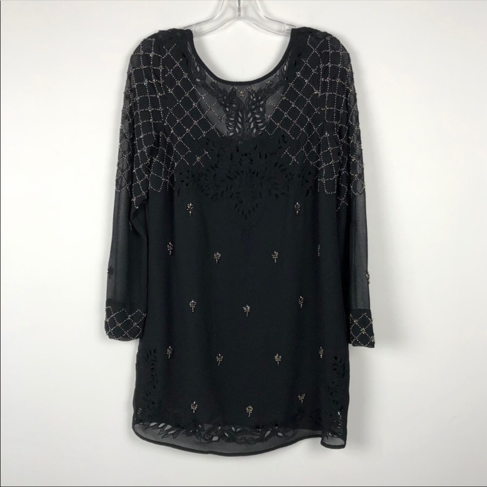 Free People Beaded Black Embroidered Dress - Picture 15 of 16